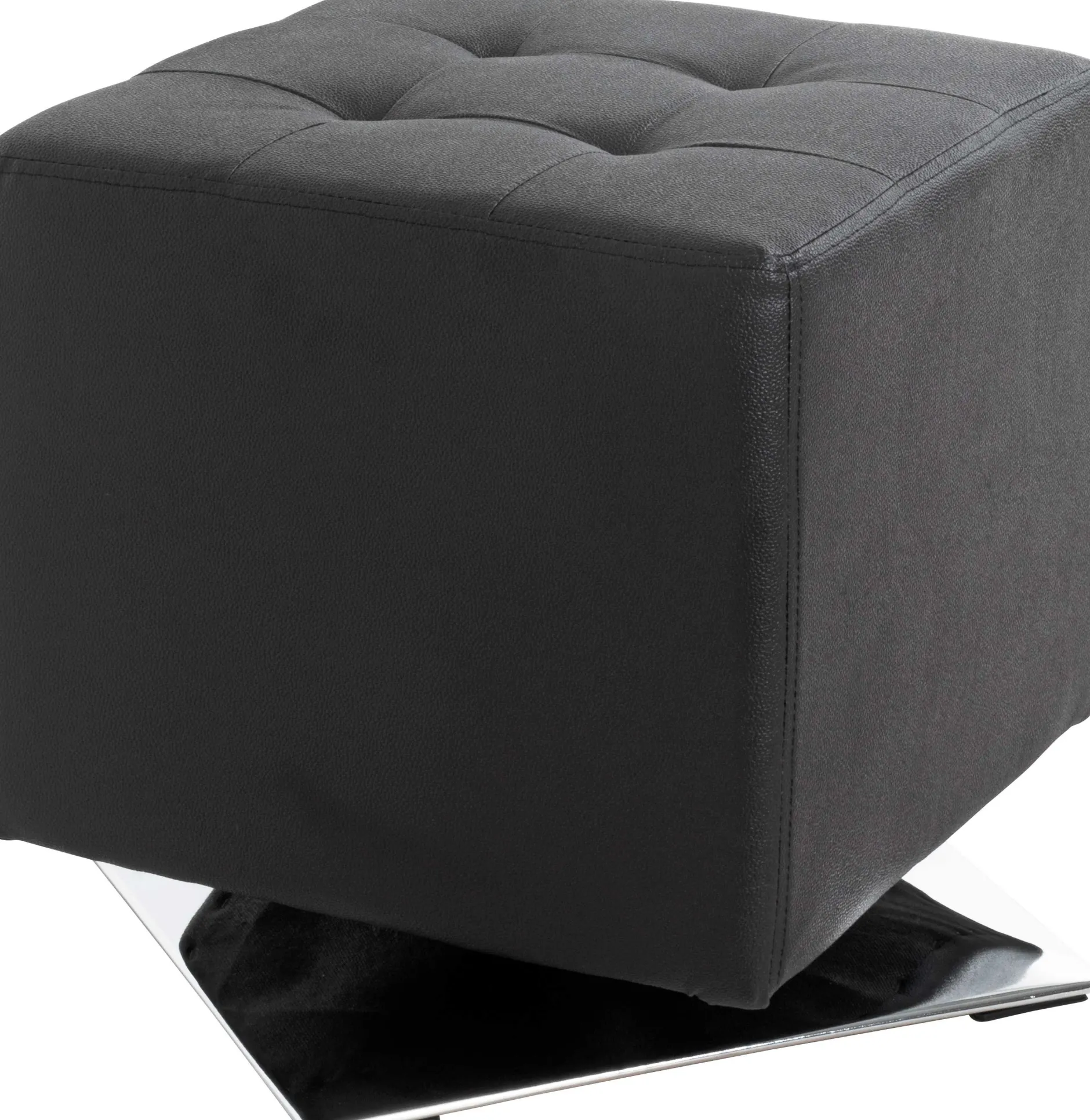 Drehhocker mit Chromfuß | Schwarz | 90 kg Belastbarkeit