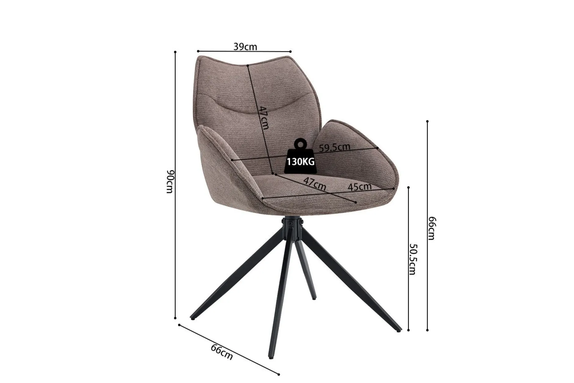 Drehstuhl Mahi | 60 x 66 x 90 cm | Pfefferdesign