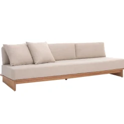 Dreisitzige Gartenbank Djerba Gescova - Textileen & Holz - 270x95x70 cm - Beige