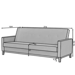 Dreisitziger Sessel Hall | 216 x 104 x 93 cm | Grau