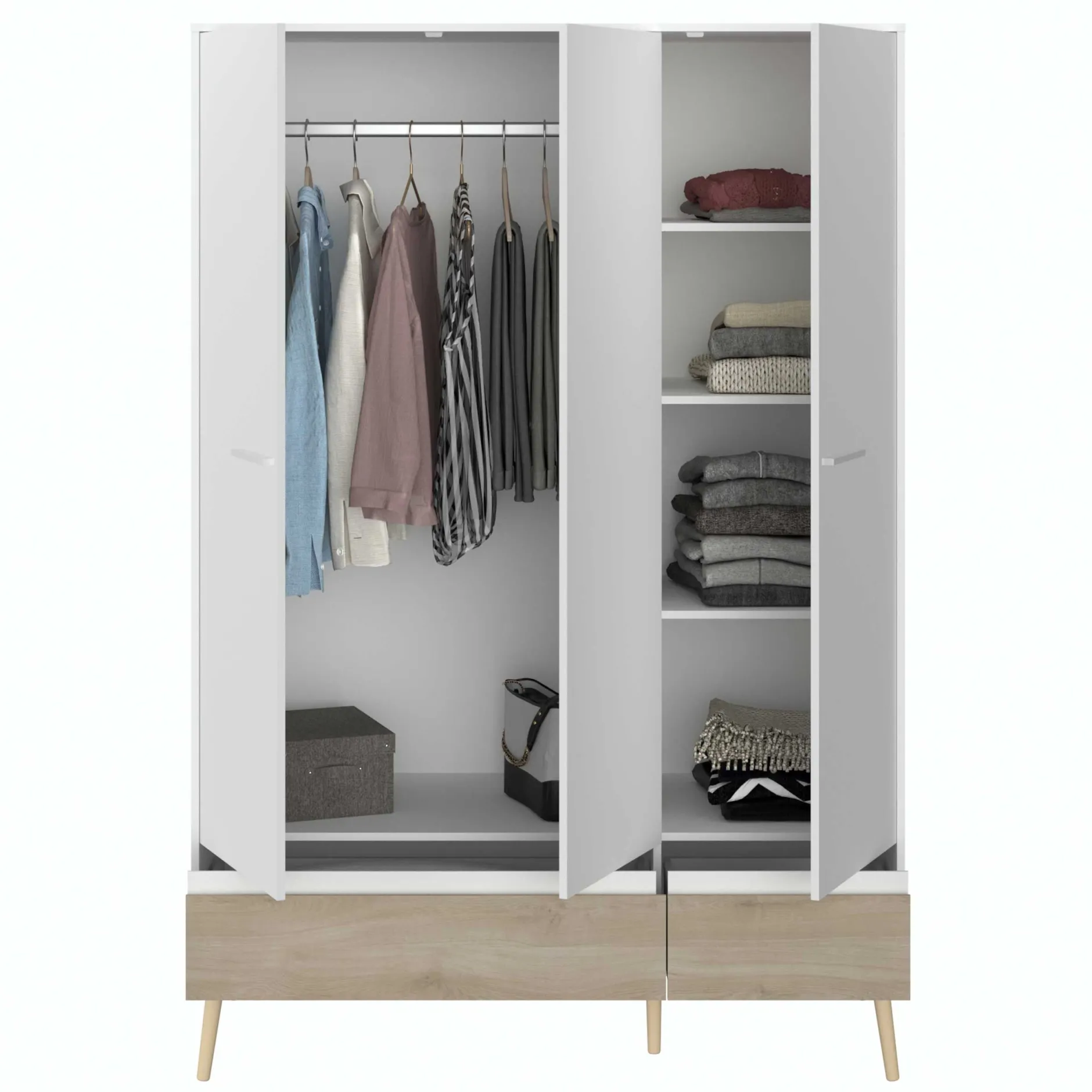 Dresser Hardy 135cm mit 3 Tren - Molke/Eiche