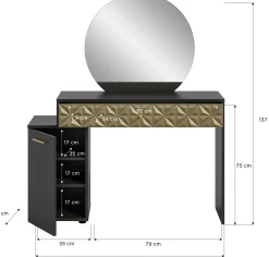 Dressing Tisch Prisma Xonox - Melamin Schwarz - 117x138x42 cm