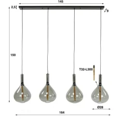 Drizella Hängeleuchte 164 cm-Rauchglas