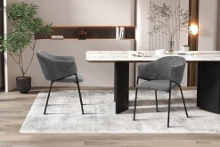 Dunkelgrauer Kordstuhl mit Metallbeinen | H-H 78 x B-L 54 x T-P 62 cm