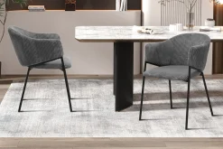 Dunkelgrauer Kordstuhl mit Metallbeinen | H-H 78 x B-L 54 x T-P 62 cm