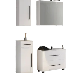 DusanBadezimmer : Hängeschränke, Spiegelschrank, Waschbeckenunterschrank - weiß