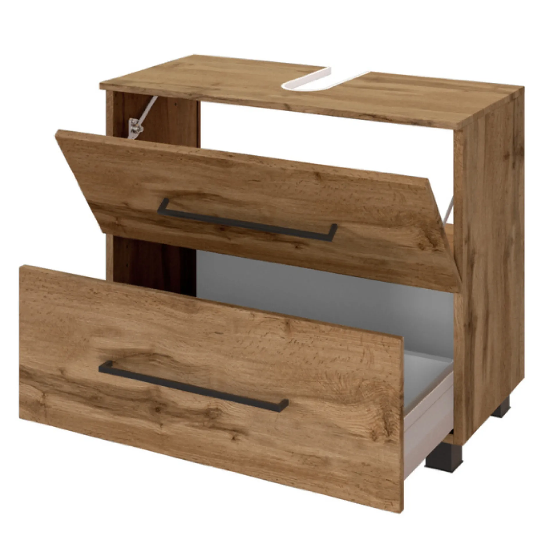 DusanBadezimmer : Spiegelschrank, Waschtischunterschrank, Hängeschränke - wotan oak
