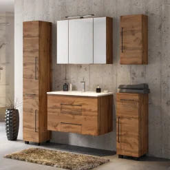 DusanBadezimmer : Säulenschrank, Spiegelschrank, Waschtischschrank, Hängeschränke - wotan oak