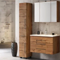 DusanBadezimmer : Säulenschrank, Spiegelschrank, Waschtischschrank - wotan Eiche