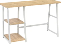 Dwayne Schreibtisch - 120x50x73cm - mit Stauraum - Eiche Dekor/Weiß