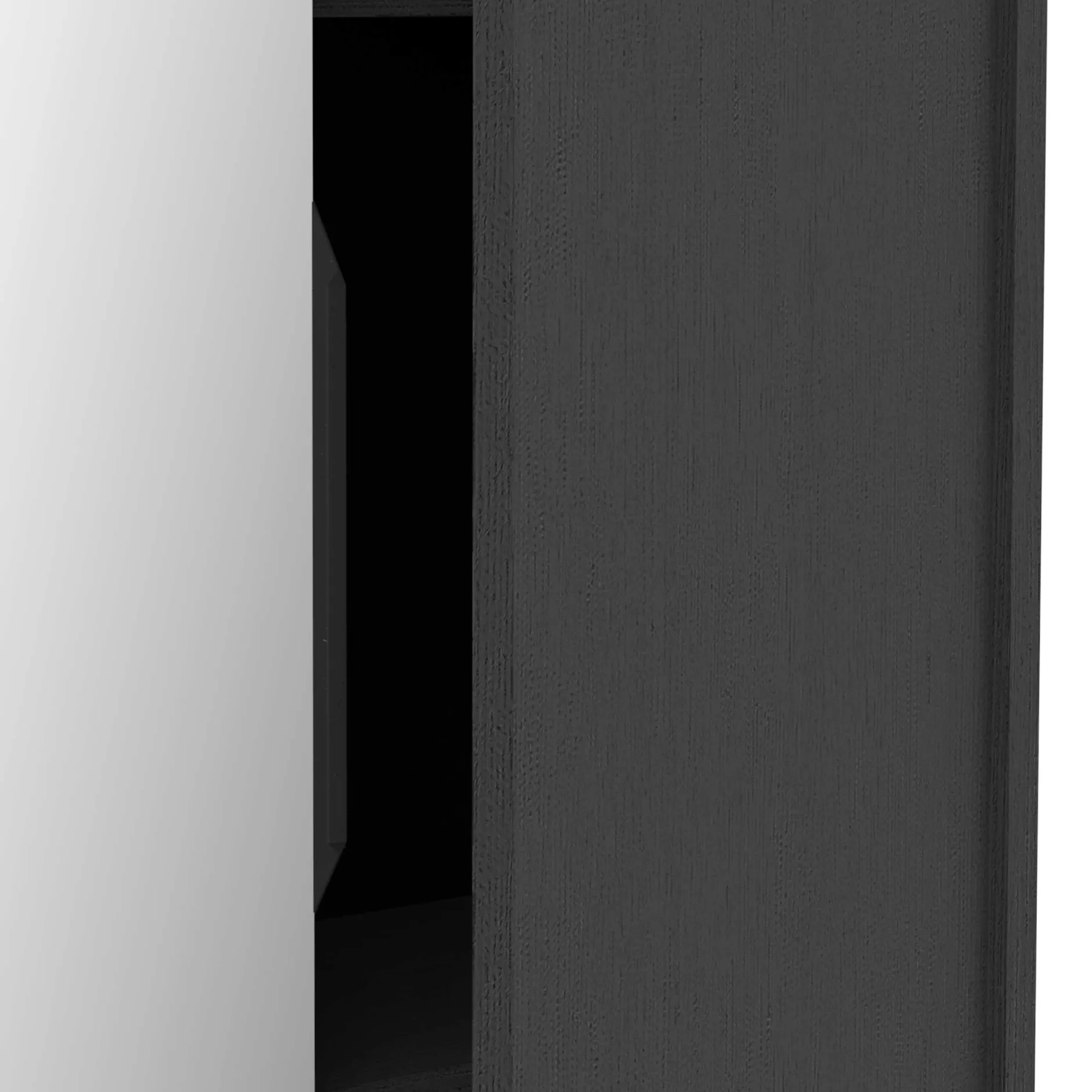Ebony Schuhschrank 83x24x178cm - mit Spiegel - schwarz