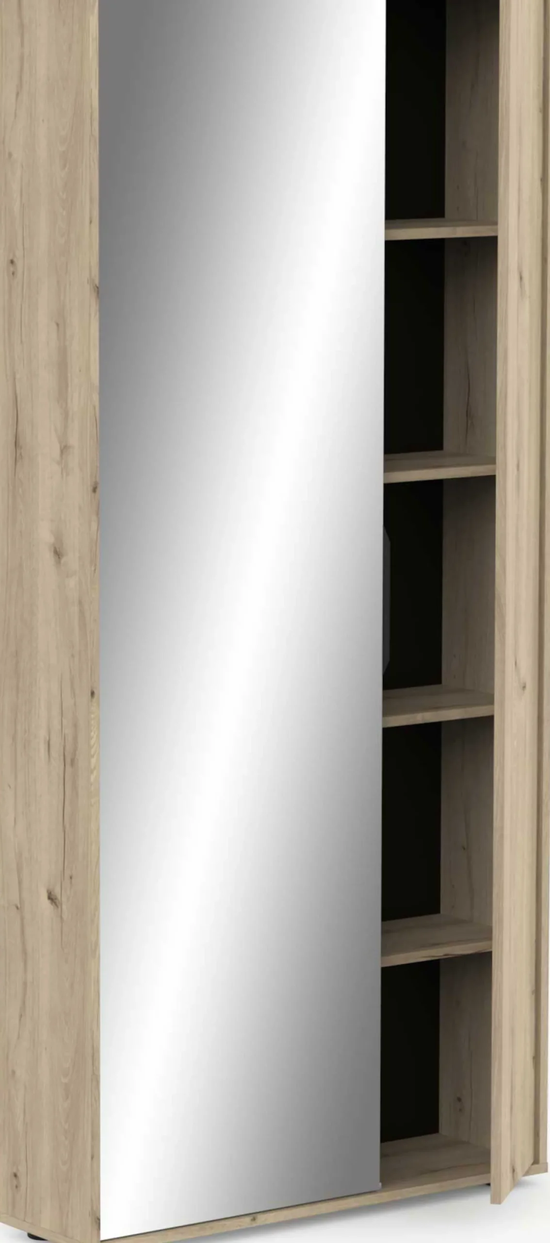 Ebony Schuhschrank 83x24x178cm - mit Spiegel - Eiche Dekor