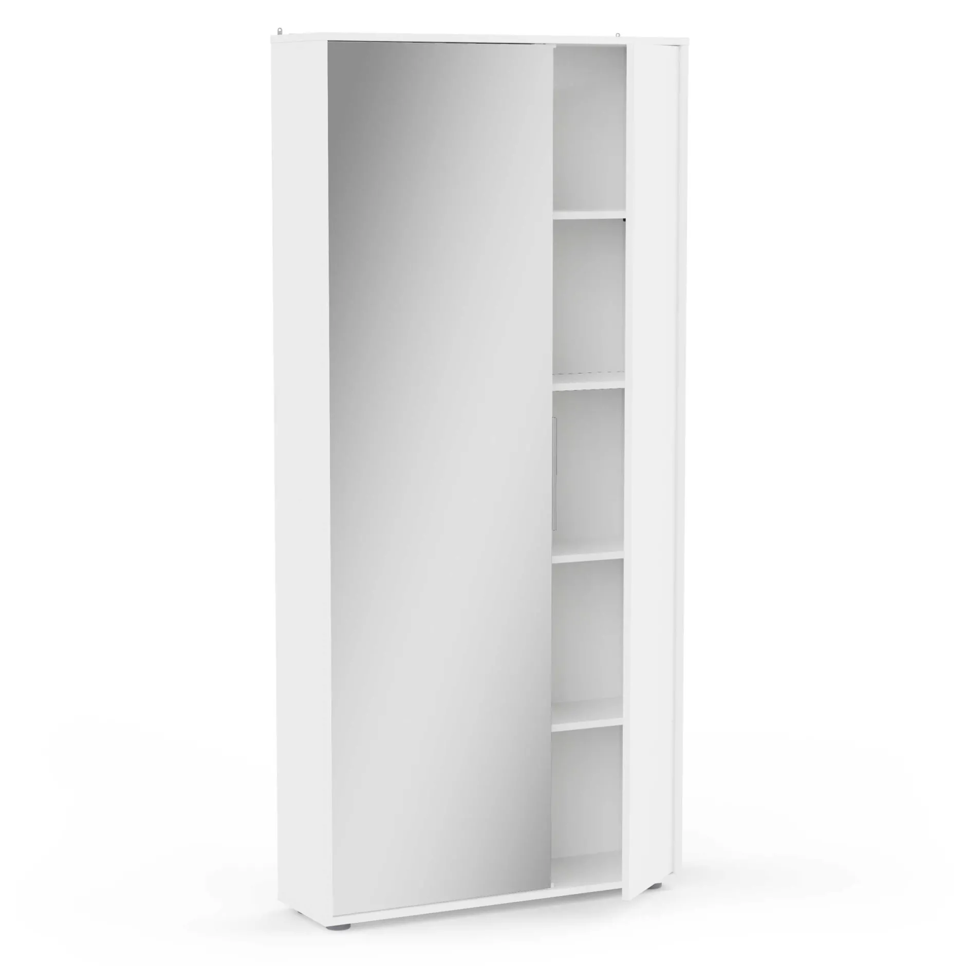 Ebony Schuhschrank 83x24x178cm - mit Spiegel - weiß