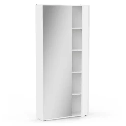 Ebony Schuhschrank 83x24x178cm - mit Spiegel - weiß