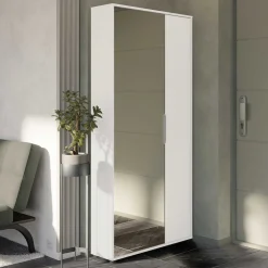 Ebony Schuhschrank 83x24x178cm - mit Spiegel - weiß