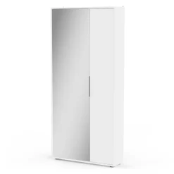 Ebony Schuhschrank 83x24x178cm - mit Spiegel - weiß