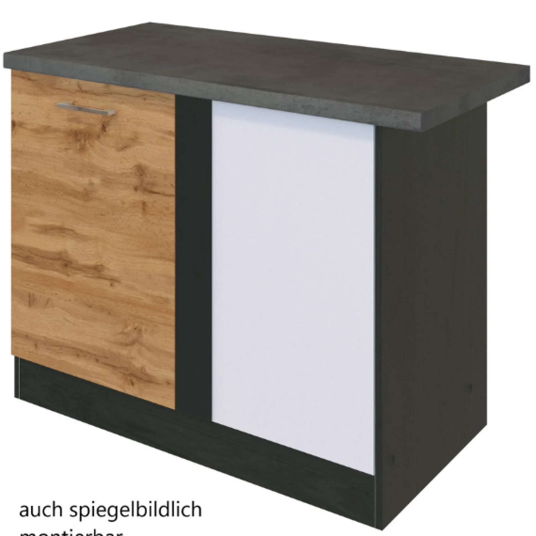 Eckkleiderschrank Sorrella 110cm 1 Tür - Eiche/Graphit