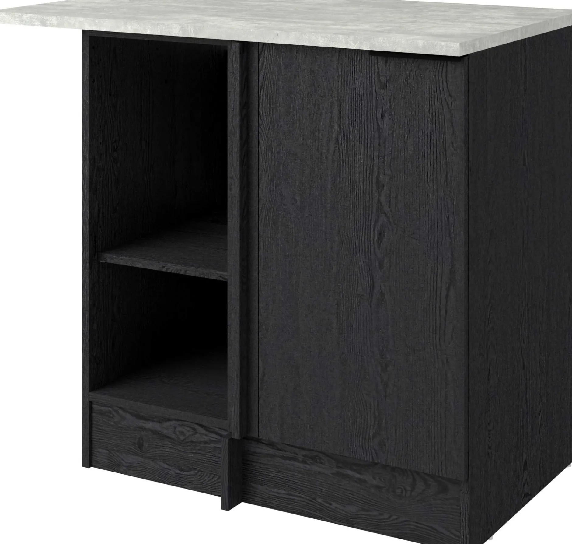 Eckschrank Küche Anna - 100x60x87cm - 1 Tür - schwarzes Eichendekor/weißer Stein