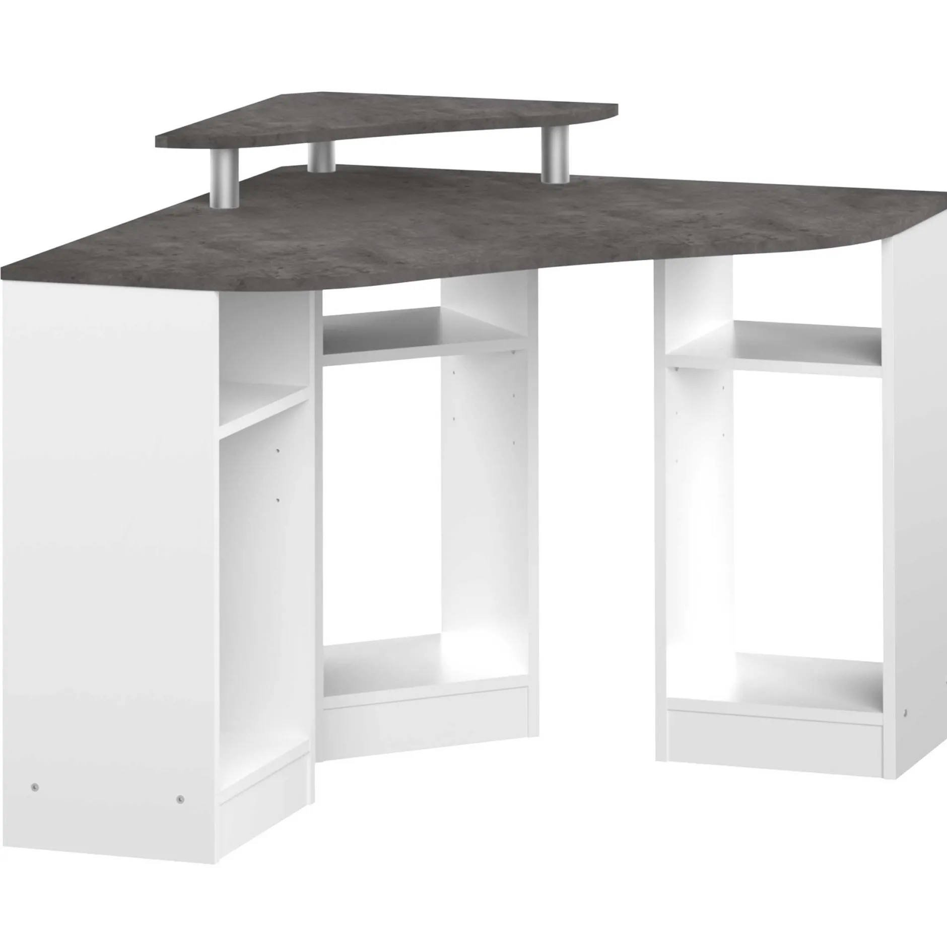 Eckschreibtisch Corner (klein) - weiß/Beton