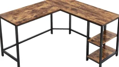 Eckschreibtisch Fabrice 138cm 2 Ablagen - rustikal braun/schwarz