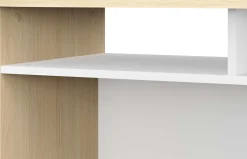 Eckschreibtisch Kemo - 108x128x90cm - mit Stauraum - Eiche Dekor/Weiß