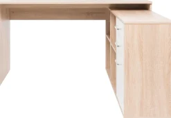 Eckschreibtisch Lanzini mit 2 Schubladen und 1 Tür - Sonoma Eiche/Weiß