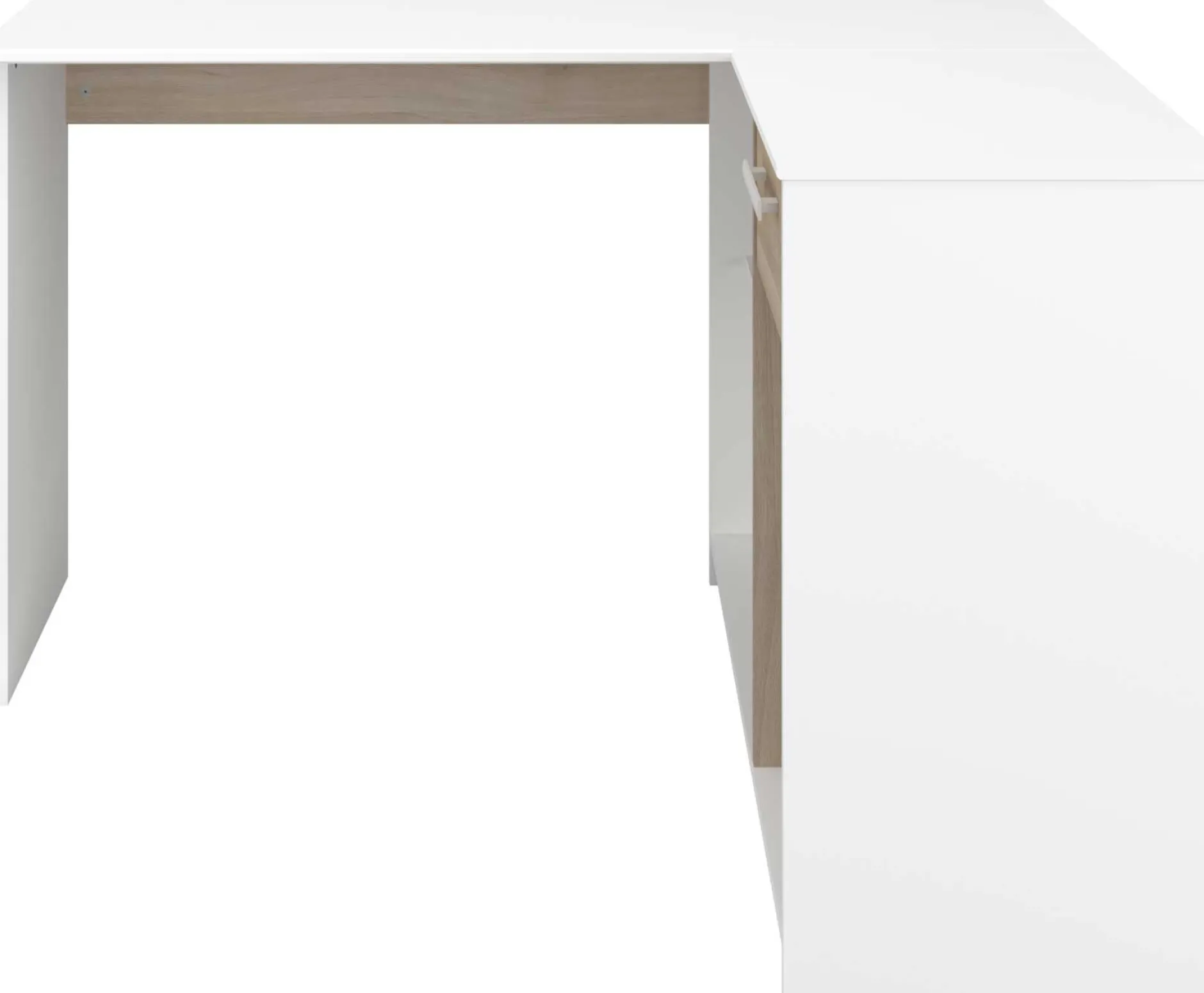 Eckschreibtisch Sil - 121x111x75cm - mit Stauraum - Eiche Dekor/Weiß