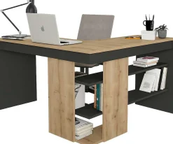 Eckschreibtisch Stylo - 120x45x74cm - mit Stauraum - Eiche Dekor/anthrazit