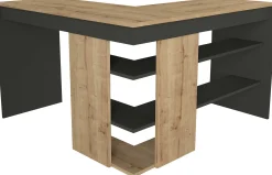 Eckschreibtisch Stylo - 120x45x74cm - mit Stauraum - Eiche Dekor/anthrazit