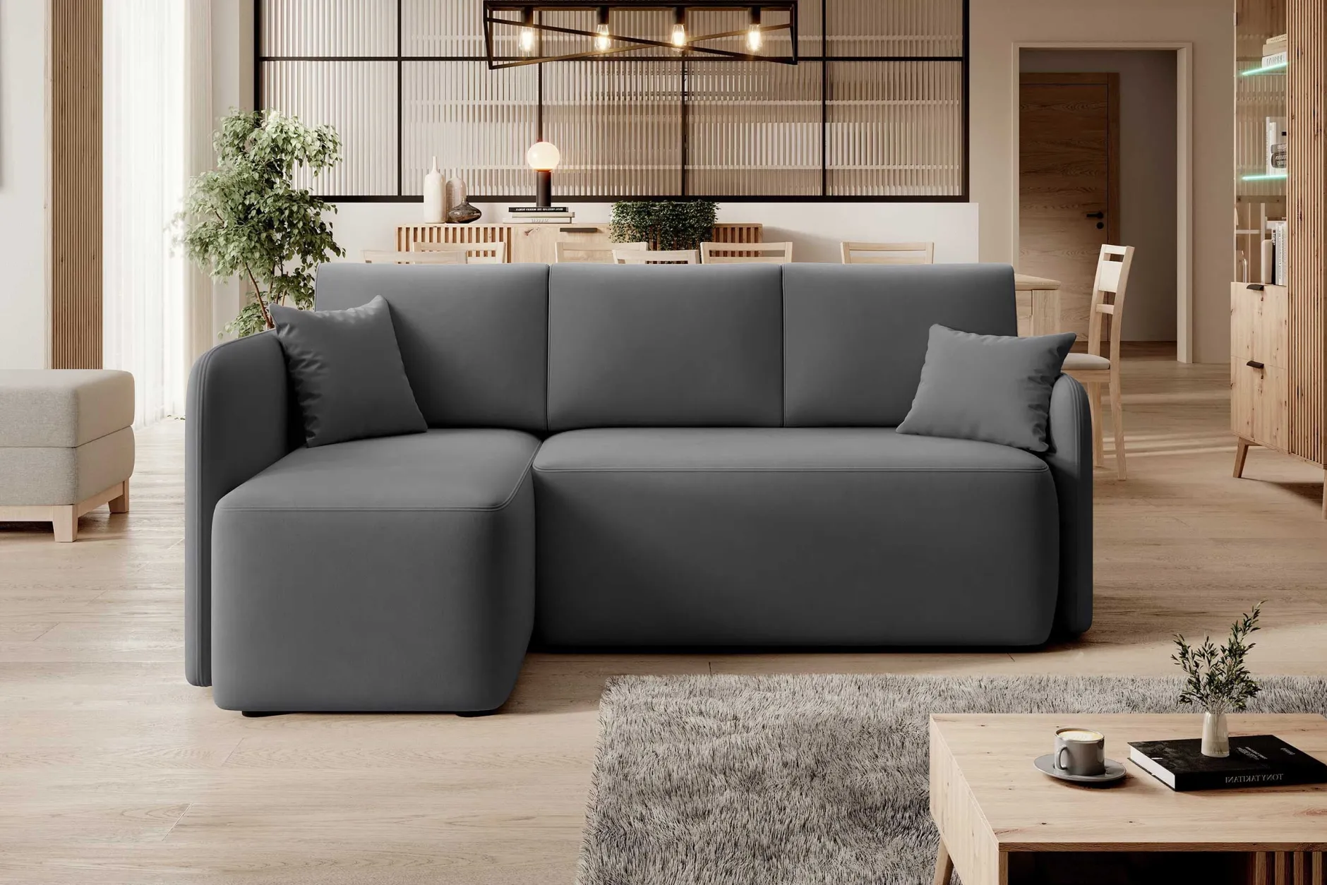 Ecksofa Henrichs | 206 x 150 x 89 cm | Dunkelgrau