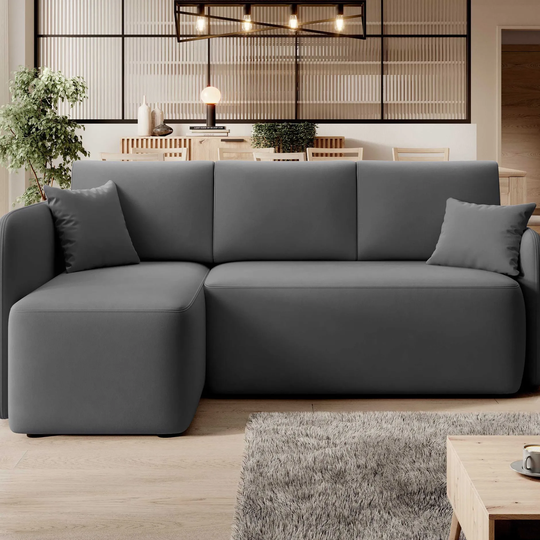 Ecksofa Henrichs | 206 x 150 x 89 cm | Dunkelgrau