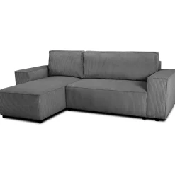 Ecksofa Josh links - mit Stauraum - anthrazit gerippter Samt