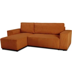 Ecksofa Josh links - mit Stauraum - terracotta gerippter Samt
