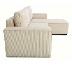 Ecksofa Josh rechts - mit Stauraum - beige gerippter Samt
