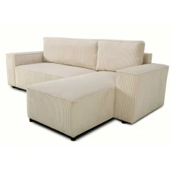 Ecksofa Josh rechts - mit Stauraum - beige gerippter Samt