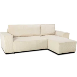 Ecksofa Josh rechts - mit Stauraum - beige gerippter Samt