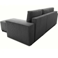 Ecksofa Josh rechts - mit Stauraum - anthrazit gerippter Samt