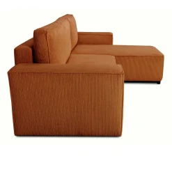 Ecksofa Josh rechts - mit Stauraum - terracotta gerippter Samt