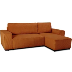 Ecksofa Josh rechts - mit Stauraum - terracotta gerippter Samt