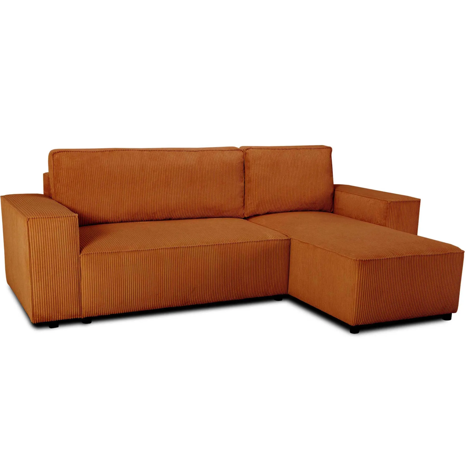 Ecksofa Josh rechts - mit Stauraum - terracotta gerippter Samt