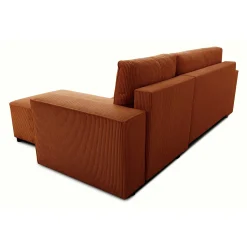Ecksofa Josh rechts - mit Stauraum - terracotta gerippter Samt
