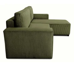 Ecksofa Josh rechts - mit Stauraum - khaki rib velvet