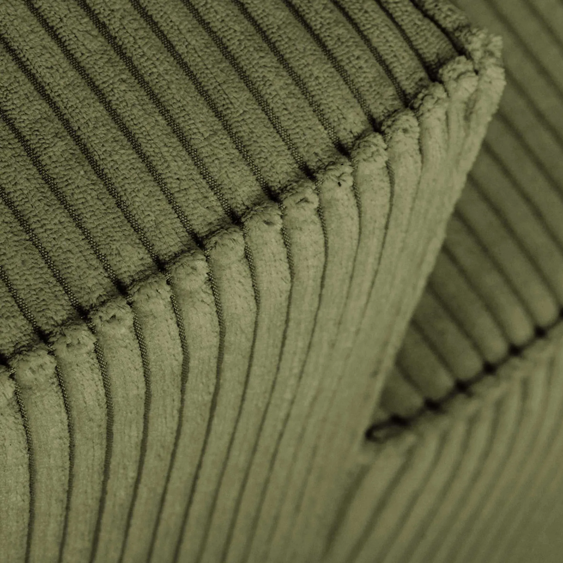 Ecksofa Josh rechts - mit Stauraum - khaki rib velvet