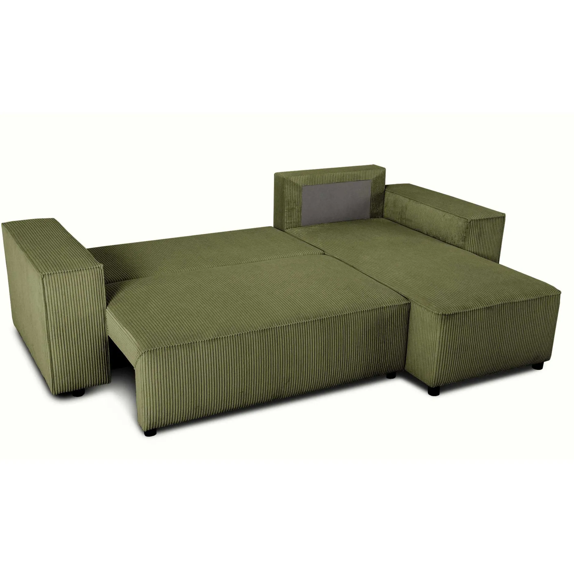 Ecksofa Josh rechts - mit Stauraum - khaki rib velvet