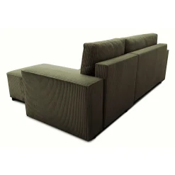 Ecksofa Josh rechts - mit Stauraum - khaki rib velvet