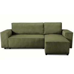 Ecksofa Josh rechts - mit Stauraum - khaki rib velvet