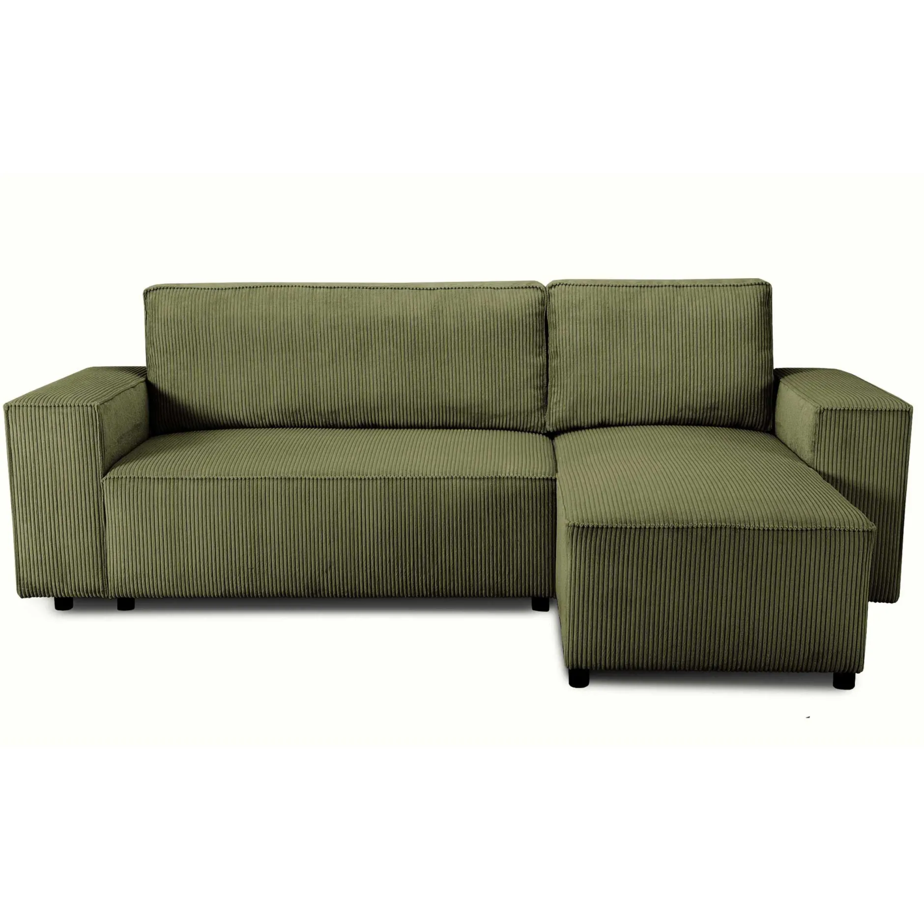 Ecksofa Josh rechts - mit Stauraum - khaki rib velvet