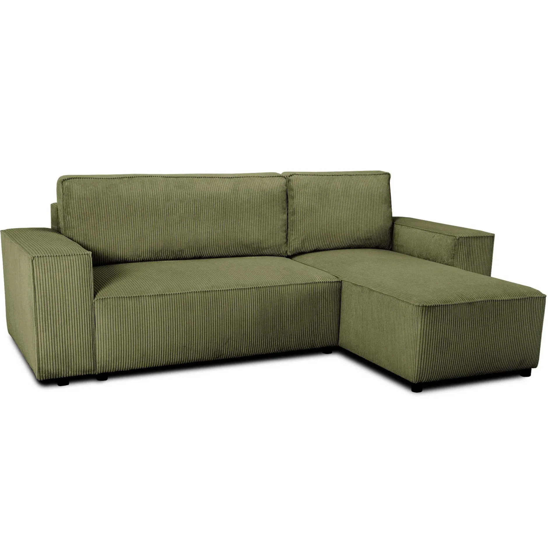 Ecksofa Josh rechts - mit Stauraum - khaki rib velvet