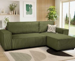 Ecksofa Josh rechts - mit Stauraum - khaki rib velvet