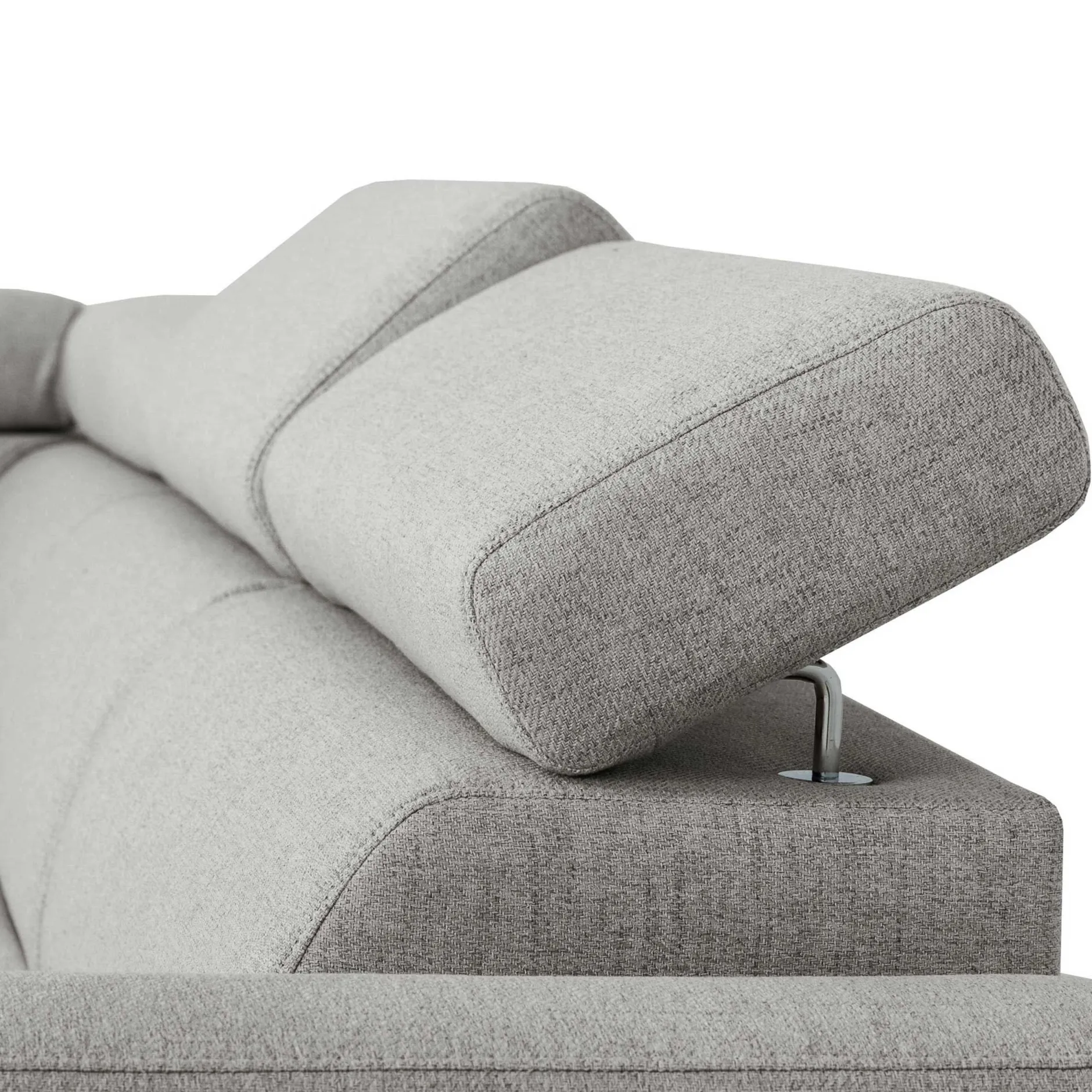 Ecksofa Kelio links - verstellbare Kopfstütze - grauer Stoff